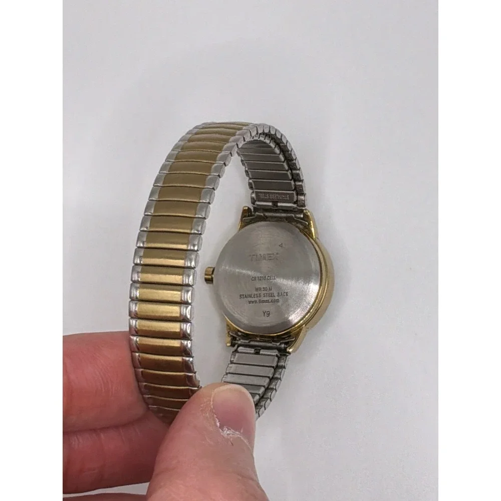 Timex Indiglo WR 30M Two Tone Expansion Band Watch with Date White Dial